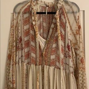 Free People Cream with Gold Accents Maxi Dress